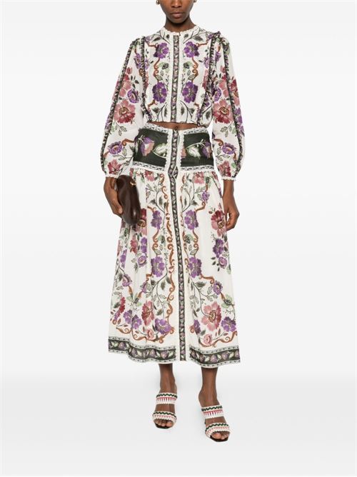 Rococo midi skirt FARM RIO | 344235ROCOCOFLOWERSCREAM26091